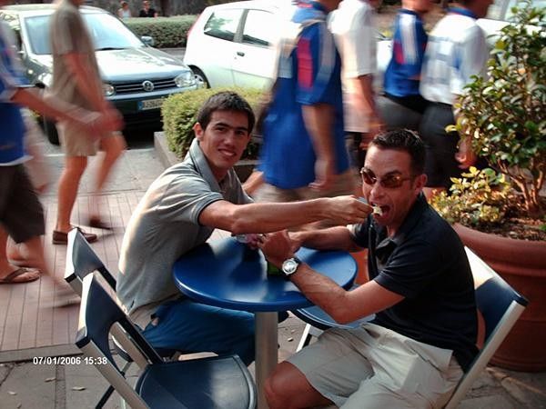 Juan Torres (left) and Joe Papp (r) enjoy gelato in Montecatini