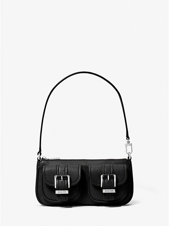 Black leather bag with silver hardware from Michael Kors