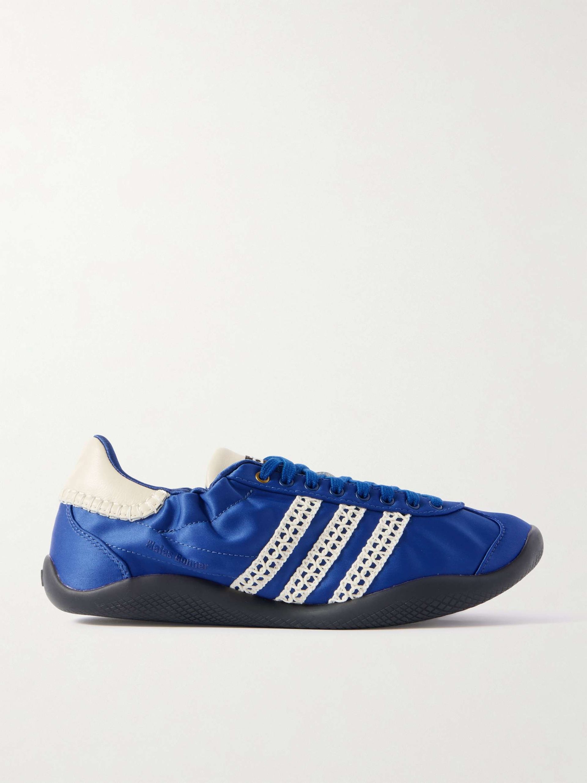 + Wales Bonner Karintha Leather and Crochet-Trimmed Satin Sneakers