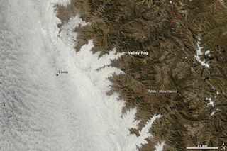 The river valleys are moist and cool enough for the low clouds, or fog, to persist off the coast of Peru.
