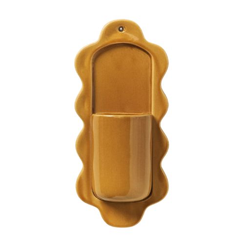 yellow ceramic wall vase