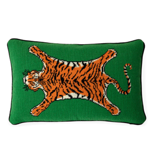 needlepoint throw pillow with tiger