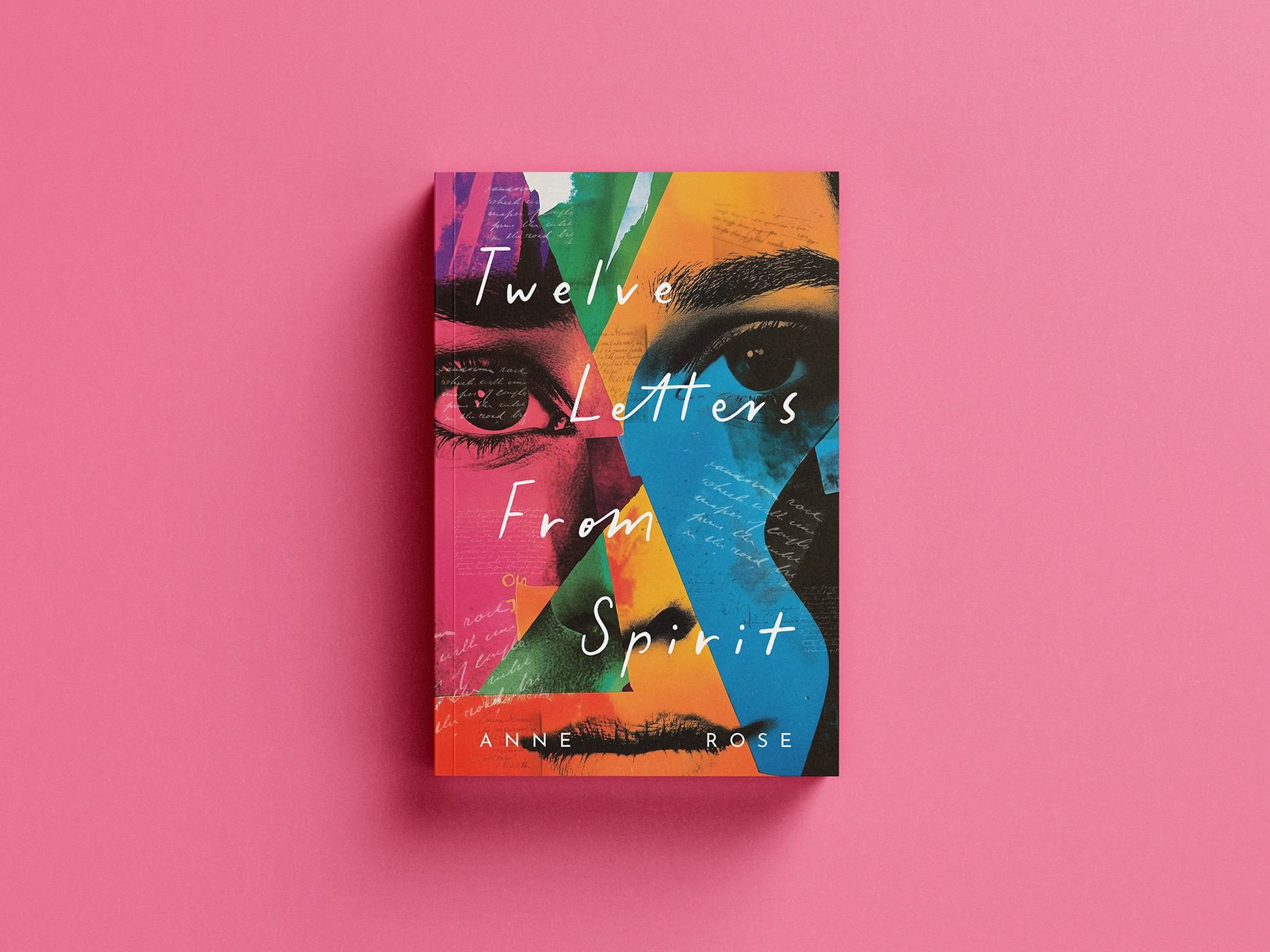 Twelve Letters from Spirit book cover design on a pink background