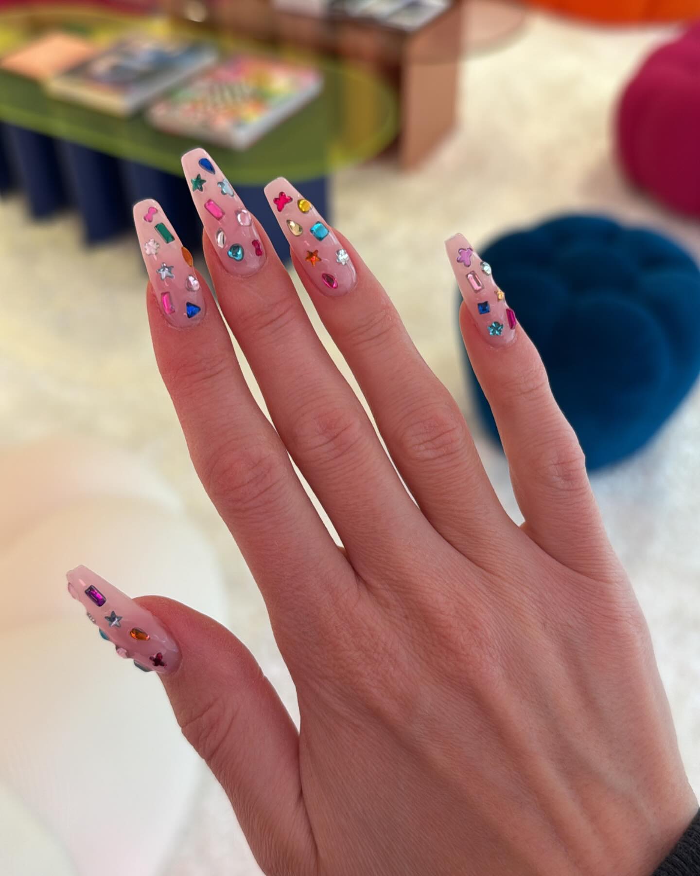 @nails_of_la colourful embellished manicure