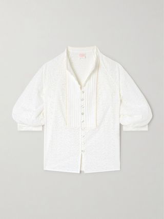 Brunella Pintucked Broderie Anglaise Cotton Blouse