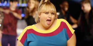 Rebel Wilson Super Fun Night yellow red blue dress