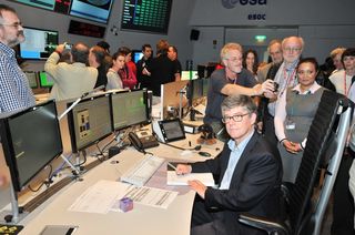Project scientist Jan Tauber sent the final command to the Planck space telescope from ESA's European Space Operations Center in Darmstadt, Germany, on Oct. 23, 2013.
