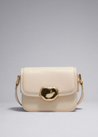 Small Sculptural-Buckle Leather Bag