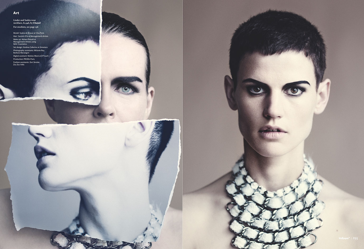 Linder collage alongside image of woman with cropped hair