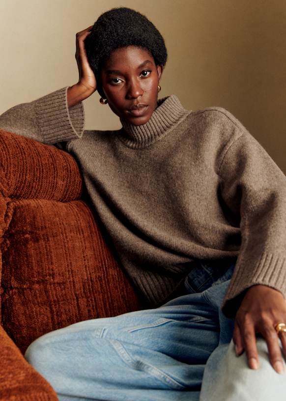 Lauren Jumper - Dark Taupe - Yak Wool - S&amp;eacute;zane