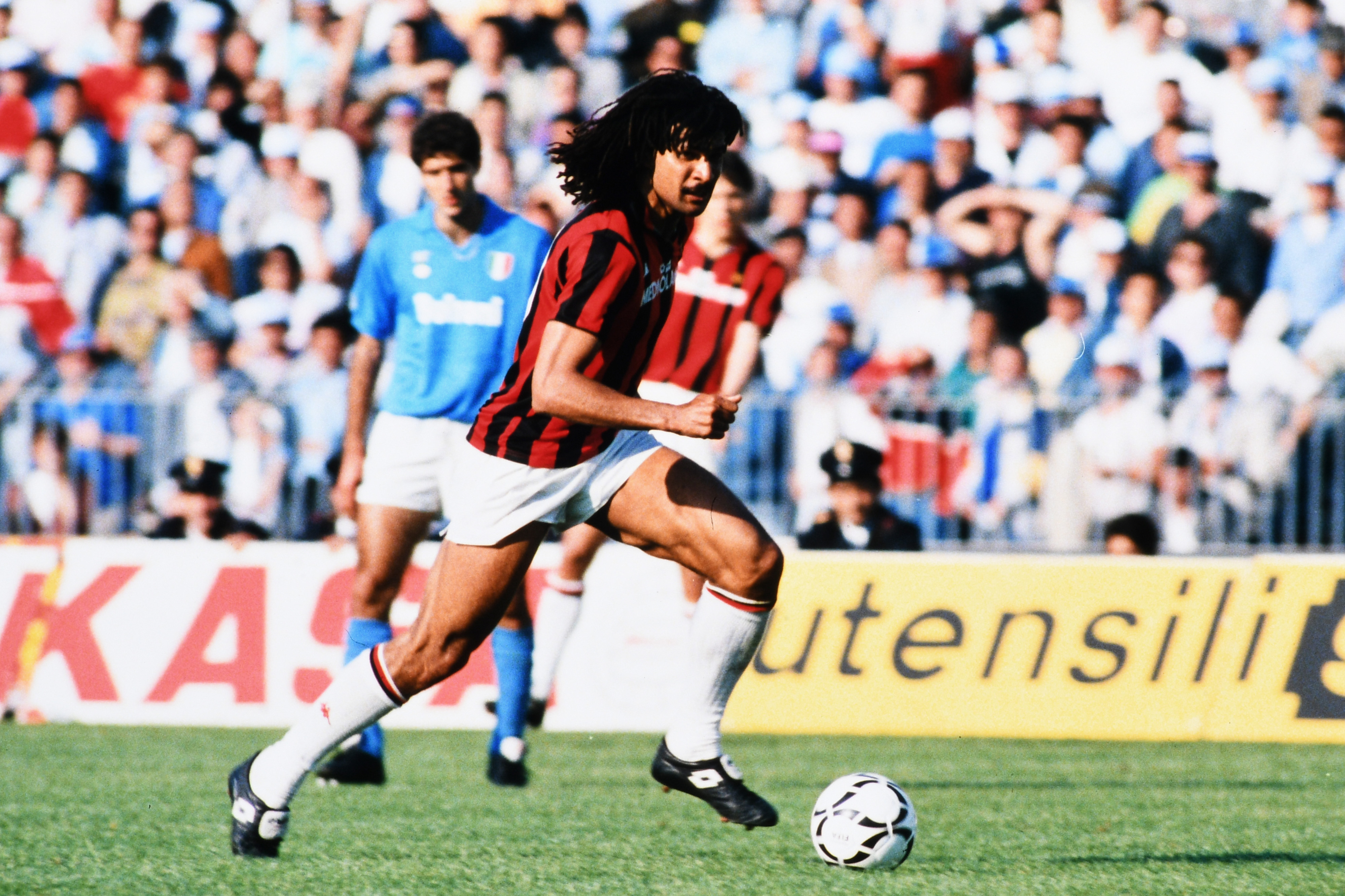 Ruud Gullit on the ball for AC Milan against Napoli in May 1988.