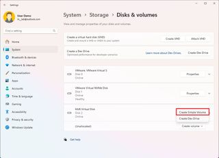 Disks & volumes create volume