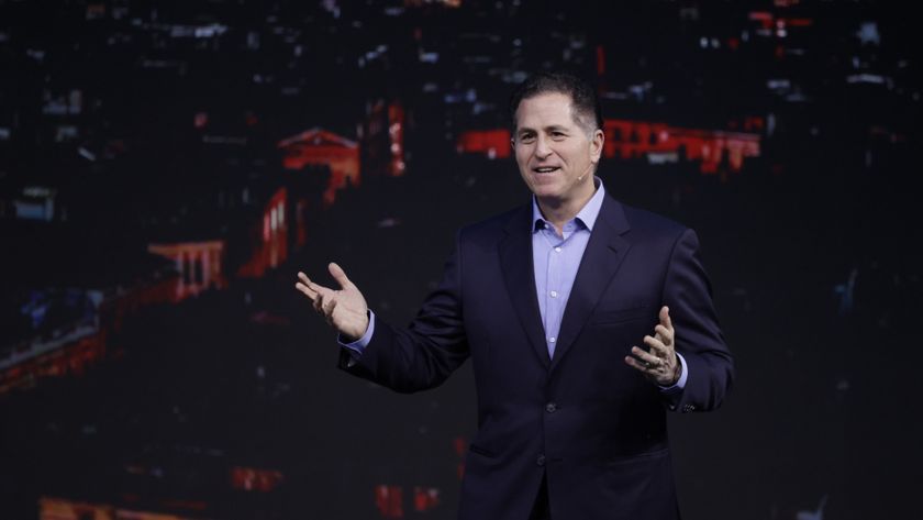 Michael Dell speaking at a conference. 
