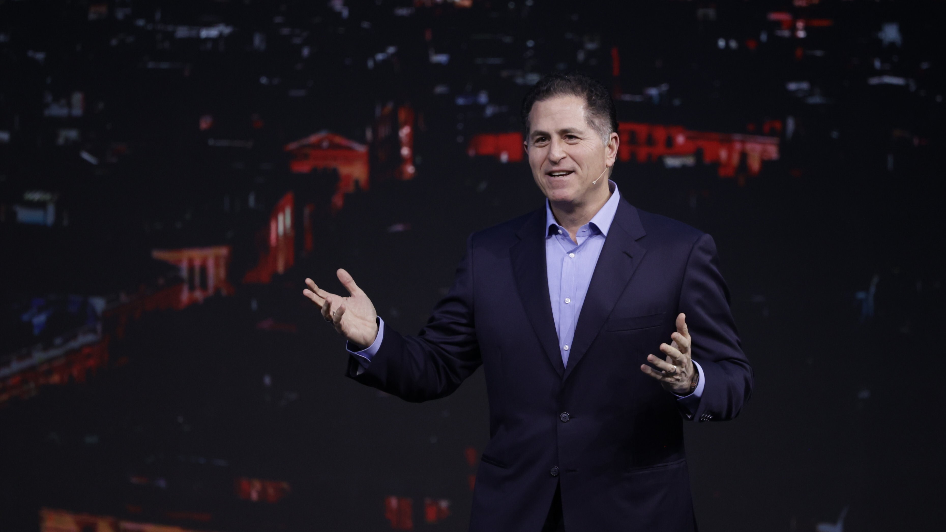 Michael Dell speaking at a conference. 