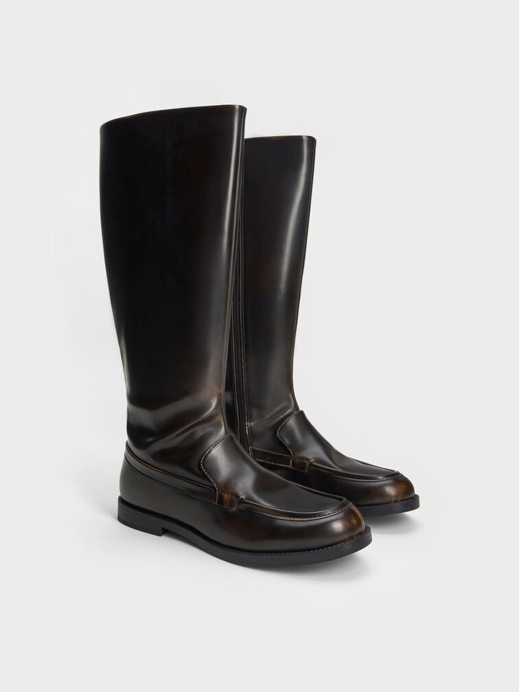 Charles & Keith, Jagger Knee-High Loafer-Boots