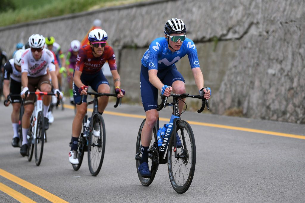 GUARDIA SANFRAMONDI ITALY MAY 15 Matteo Jorgenson of United States and Movistar Team during the 104th Giro dItalia 2021 Stage 8 a 170km stage from Foggia to Guardia Sanframondi 455m girodiitalia Giro UCIworldtour on May 15 2021 in Guardia Sanframondi Italy Photo by Tim de WaeleGetty Images