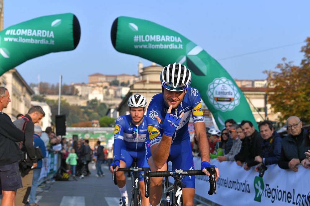 The Wolfpack is ready to rock Il Lombardia as Quick-Step's Pieter Serry rides to the start in Bergamo.