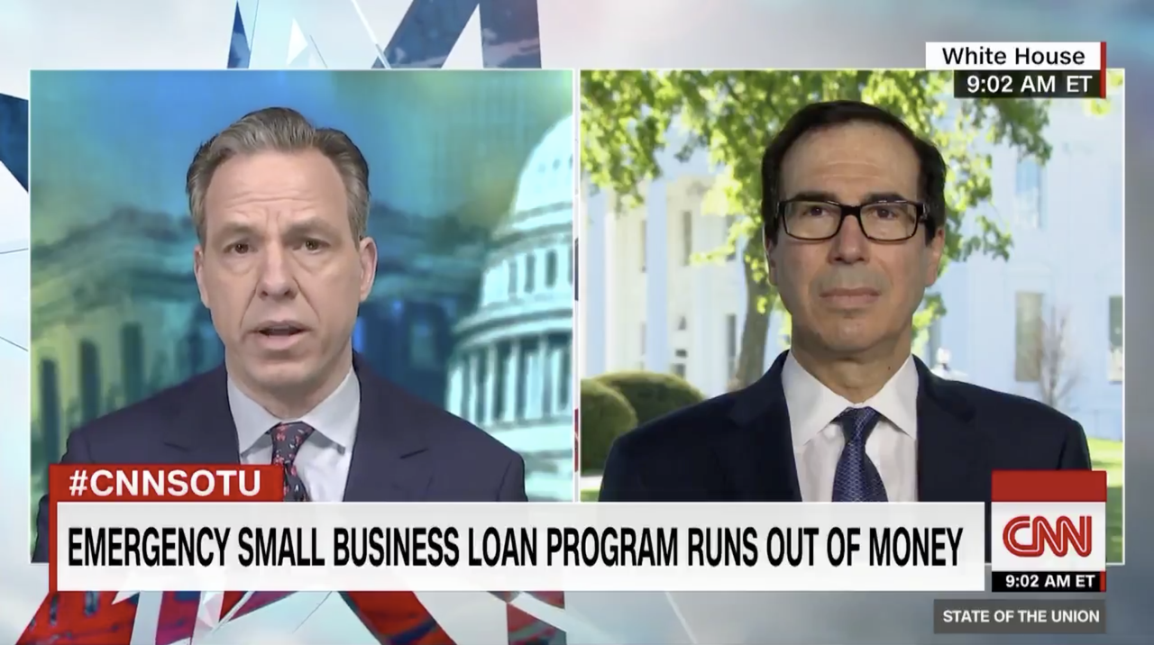 Jake Tapper and Steven Mnuchin.