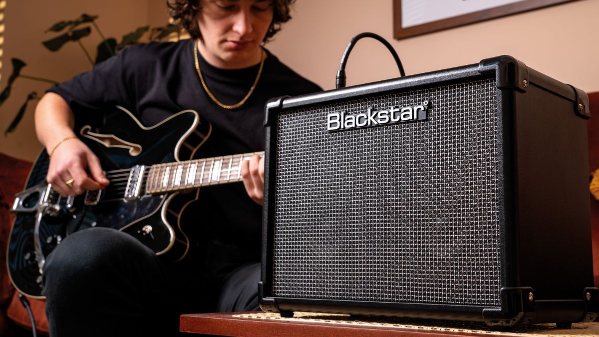 A guitarist plays through Blackstar&#039;s ID:Core V4 Bluetooth amp