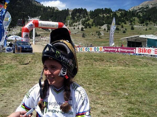 Sabrina Jonnier just seconds after winning her second national downhill title.