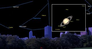 On Monday (Aug. 2), Saturn will reach opposition among the stars of central Capricornus. At opposition, Saturn will be at a distance of 830.6 million miles (1.337 billion kilometers) from Earth, and it will shine at magnitude of 0.18 — its brightest for 2021.