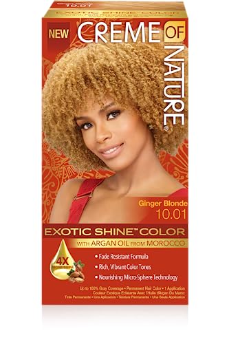 Exotic Shine Hair Color by Creme of Nature, 10.01 Ginger Blonde, With Argan Oil From Morocco, 1 Application