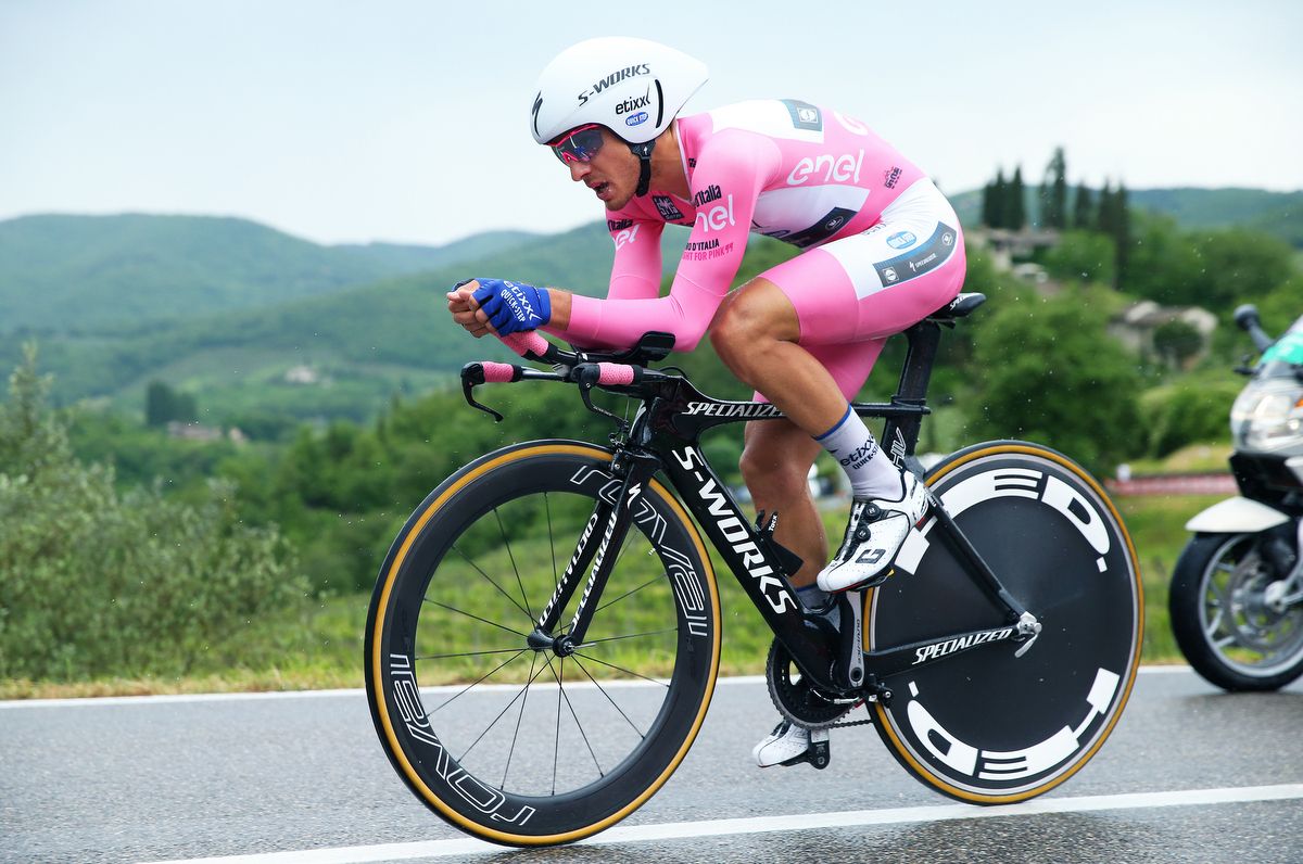 Gianluca Brambilla had only a small amount of pink coverage for the timetrial in the 2016 Giro d'Italia