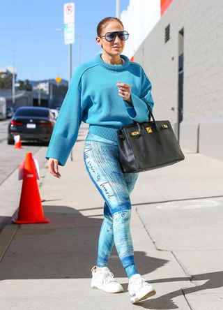 Jennifer Lopez with a Birkin 40 in Black Leather