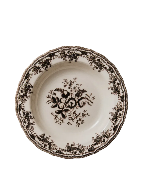 Floral Earthenware Soup Plate