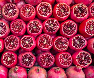 pomegranates harvested and sliced for eating
