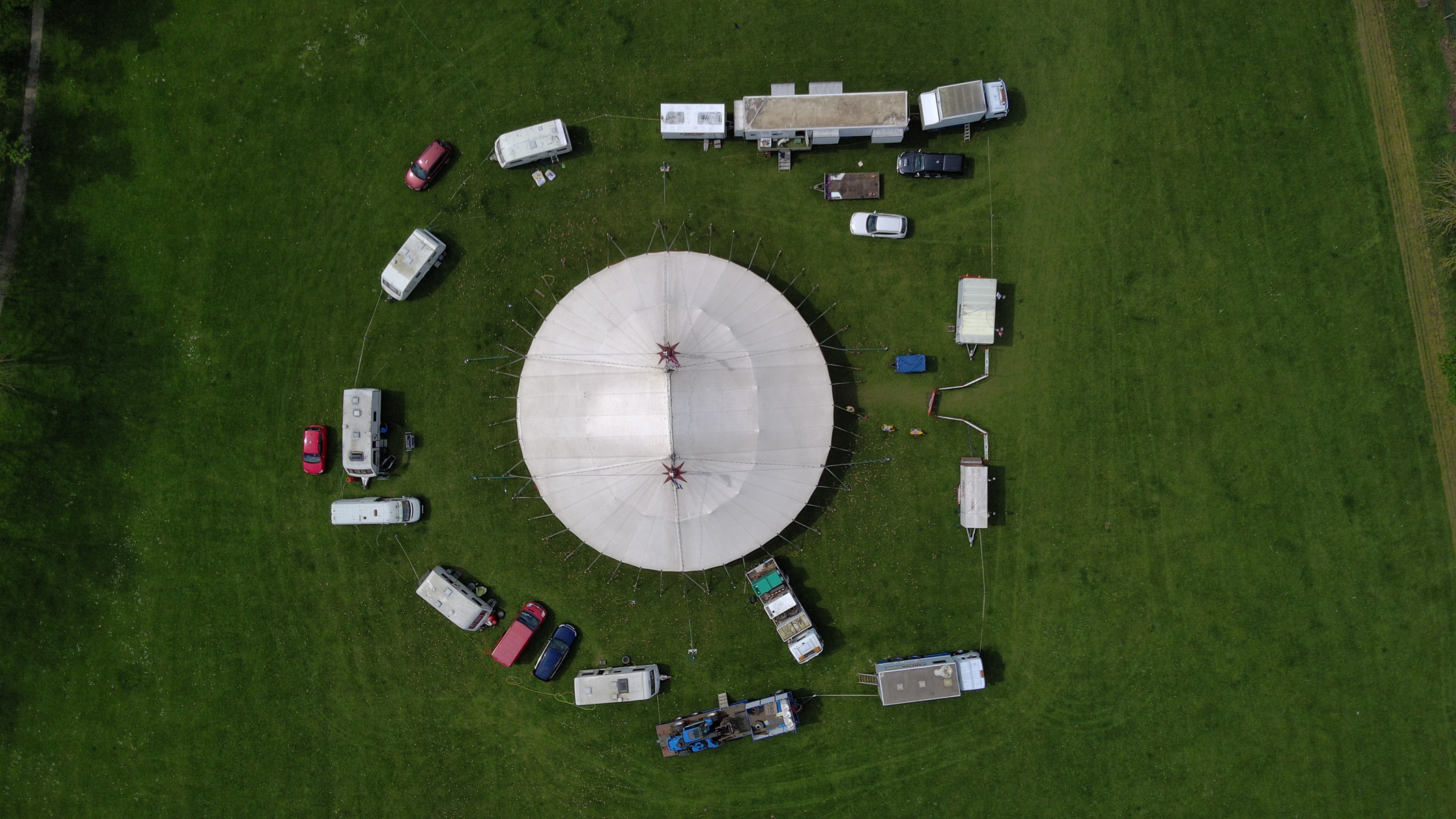 Photo of of a circus from above taken with the Holy Stone Sirius HS900