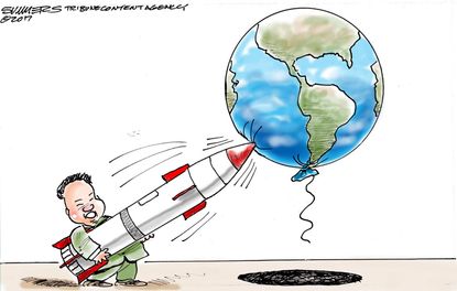 Political cartoon World North Korea global threat