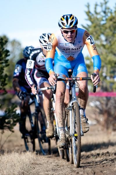 Danny Summerhill (Garmin) leads a group on the back side.