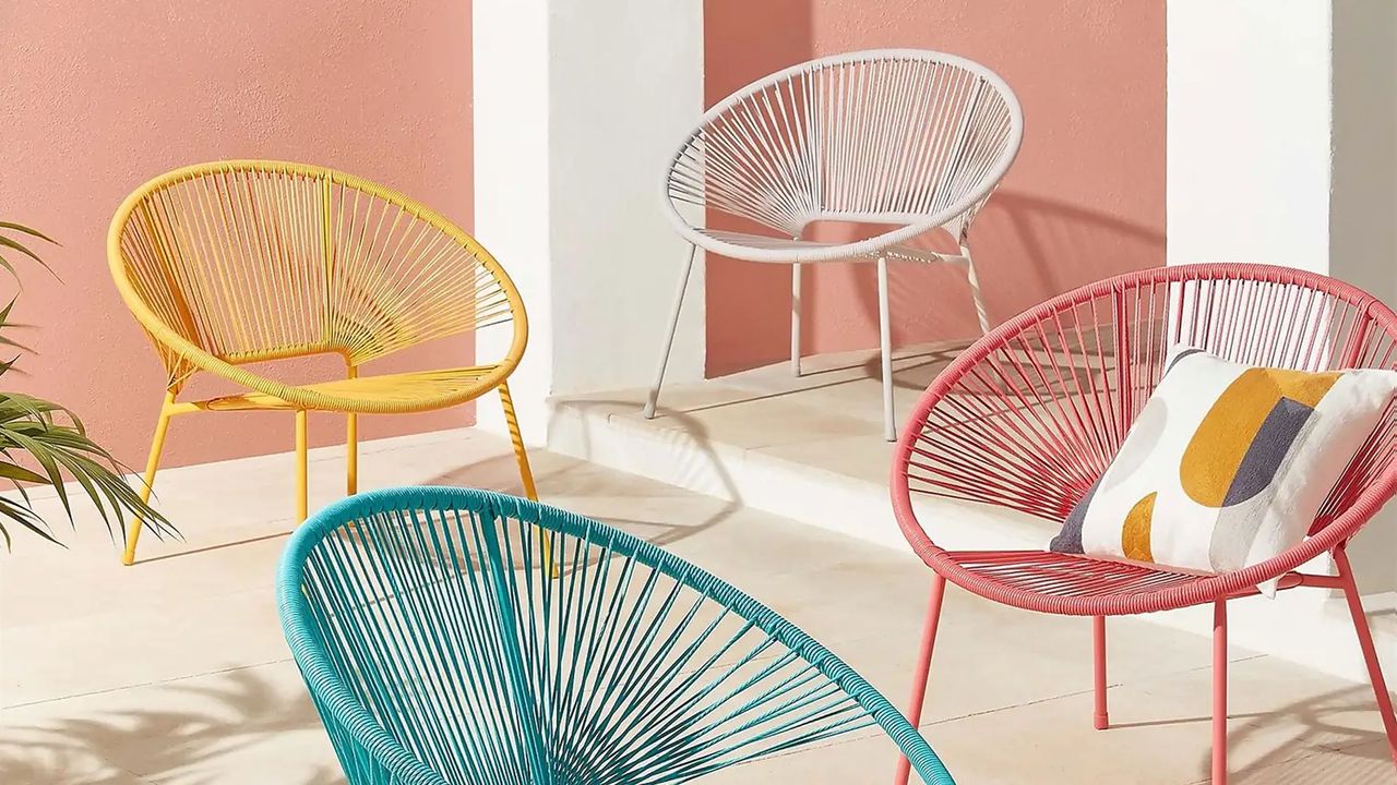 A selection of the best garden chairs featuring four colourful Acapulco-style outdoor seats