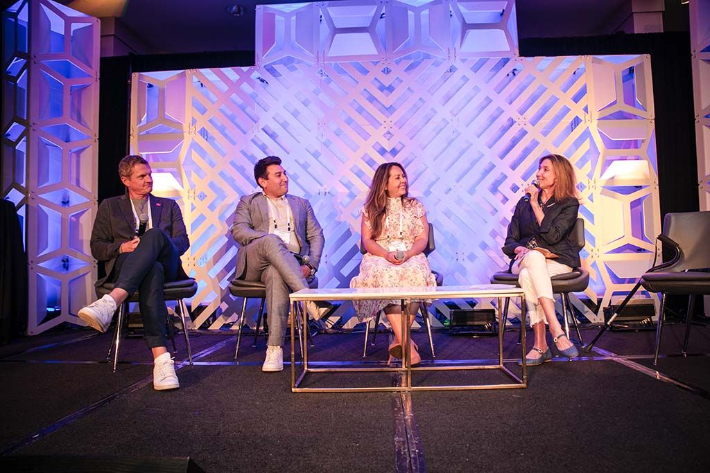 &ldquo;The Math Behind the Science&rdquo; panelists (from l.): Brady Huston, Google; Samuel Harowitz, Tubi; Tania Missad, Warner Bros. Discovery; and moderator Amy Jo Smith of DEG: The Digital Entertainment Group.