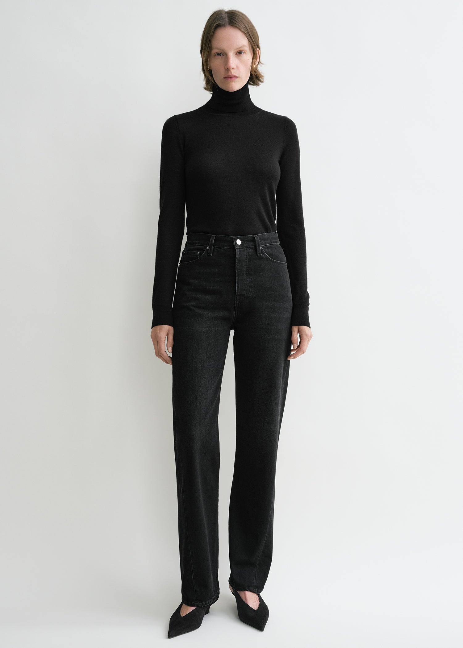 Twisted Seam Denim Full Length Faded Black
