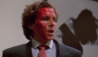 Christian Bale covered in blood in American Psycho