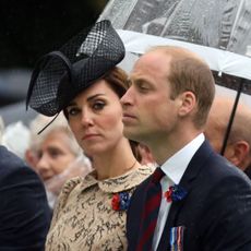 thiepval, france july 1 l r prince harry, catherine, duchess of cambridge and prince william, duke of cambridge during the commemoration of the centenary of the battle of the somme at the commonwealth war graves commission thiepval memorial on july 1, 2016 in thiepval, france the event is part of the commemoration of the centenary of the battle of the somme at the commonwealth war graves commission thiepval memorial in thiepval, france, where 70,000 british and commonwealth soldiers with no known grave are commemorated photo by steve parsons poolgetty images