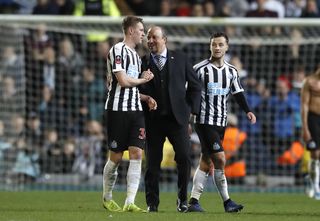 Sean Longstaff with Newcastle manager Rafael Benitez.