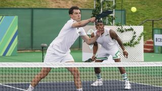 Max Greenfield and Jimmie Allen play pickleball in Pickled
