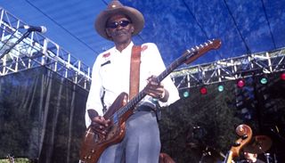 Clarence Gatemouth Brown performs at the Santa Cruz Blues Festival at Aptos Village Park in Aptos, California on May 27, 2000