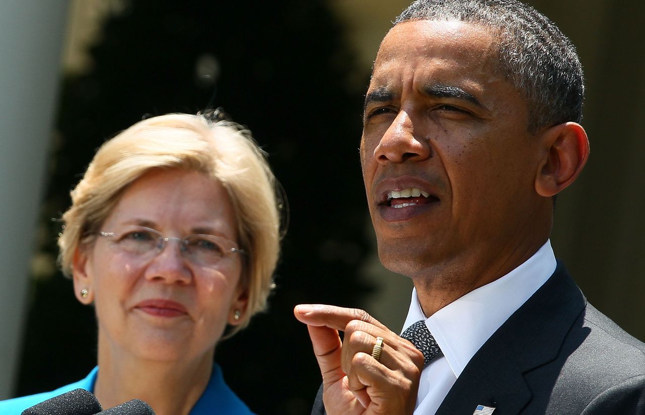 Elizabeth Warren and Barack Obama.