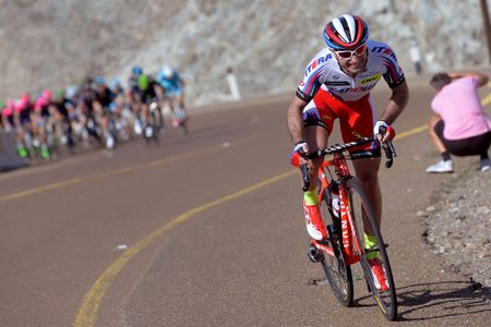 Angel Vicioso (Katusha) lights it up on the climb