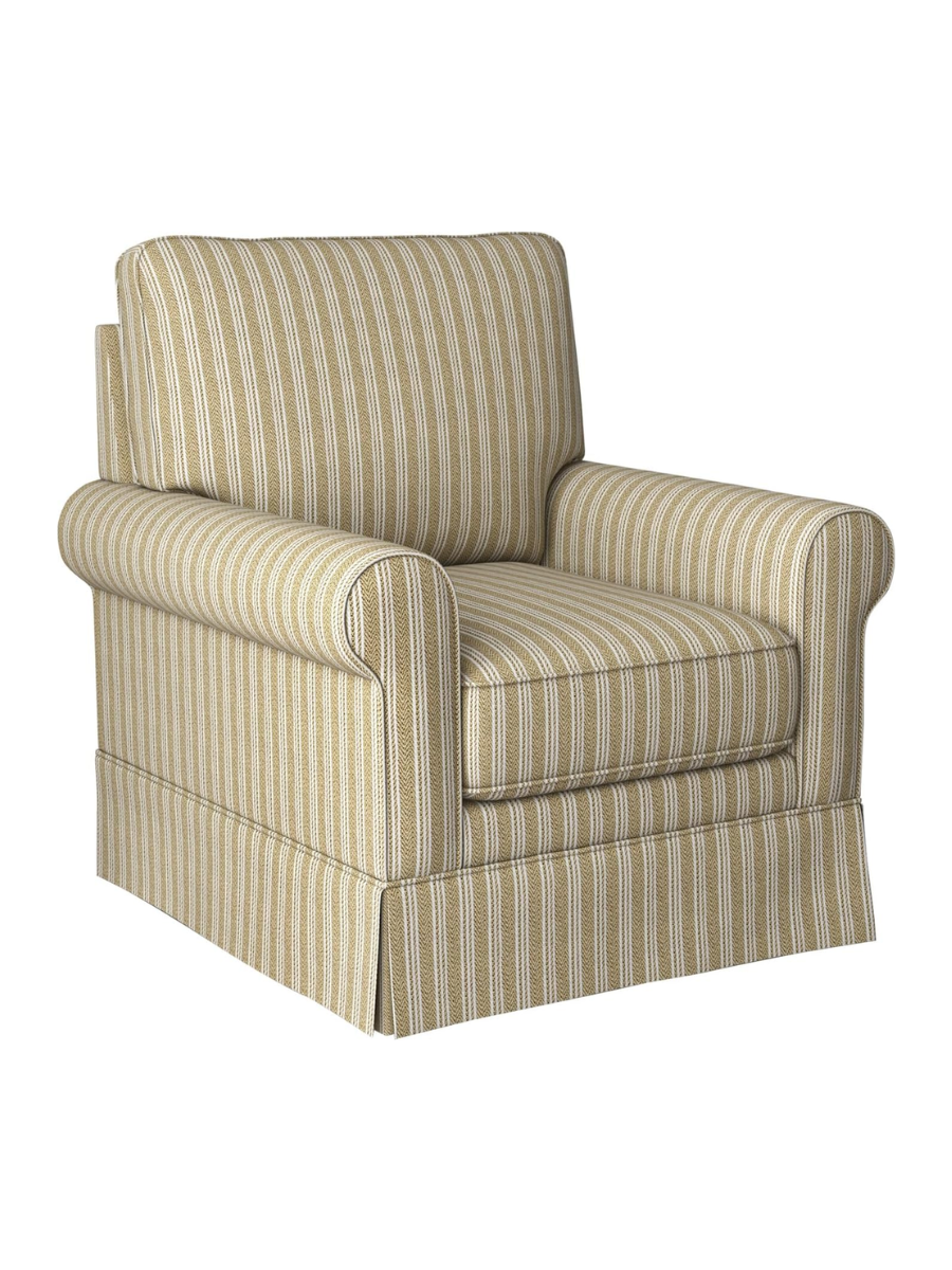 Inzoy Swivel Accent Chair Linen Mid Century Modern Chair, Comfy Swivel Barrel Reading Chair, Upholstered Square Chair for Living Room Bedroom Small Spaces, Fully Assembled, Brown Stripe