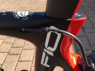The rear brake cables and the UCI logo