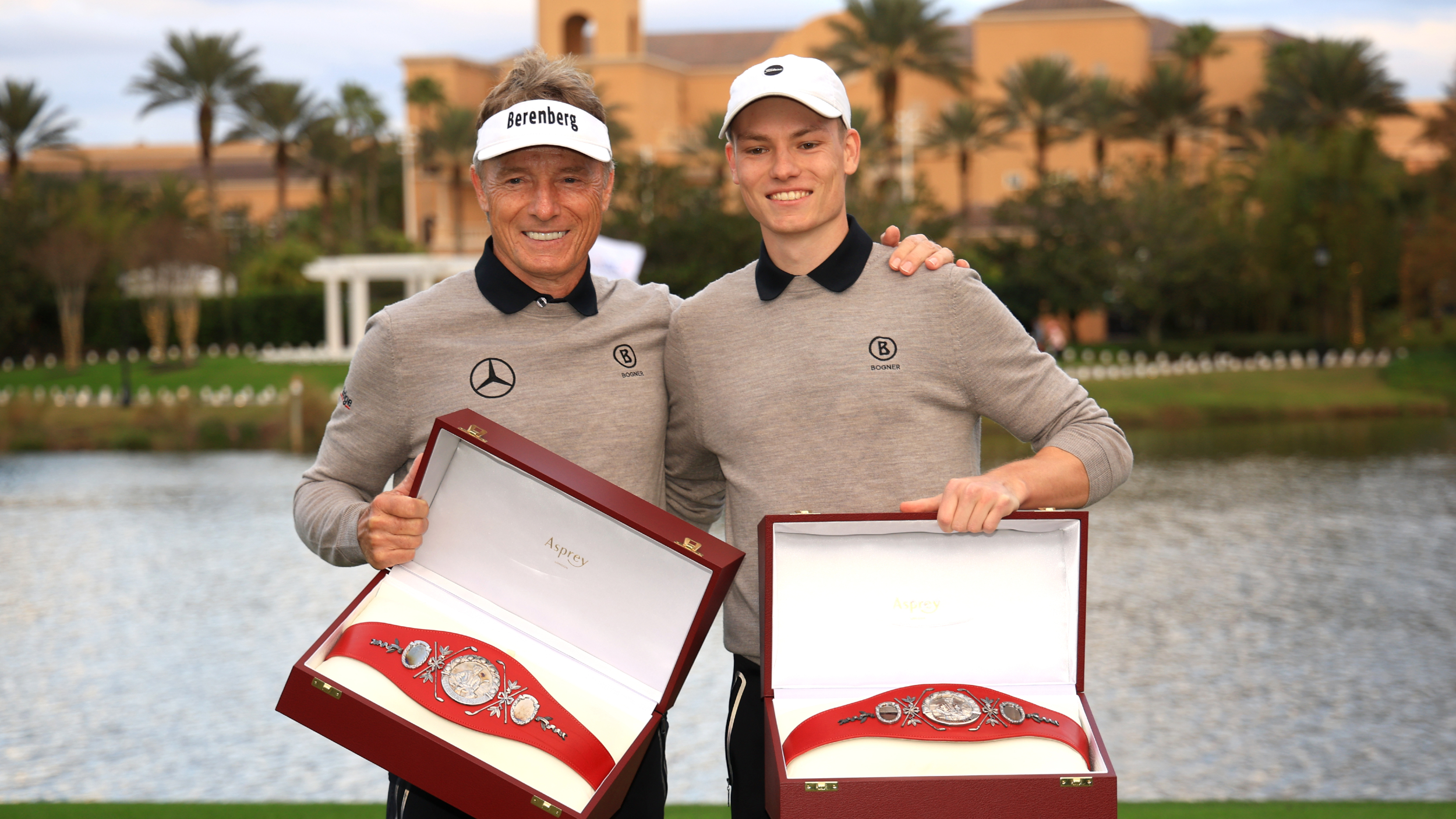 Bernhard and Jason Langer with the PNC Championship trophy