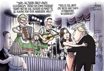 Political Cartoon U.S. Trump Inaugural Ball No performers