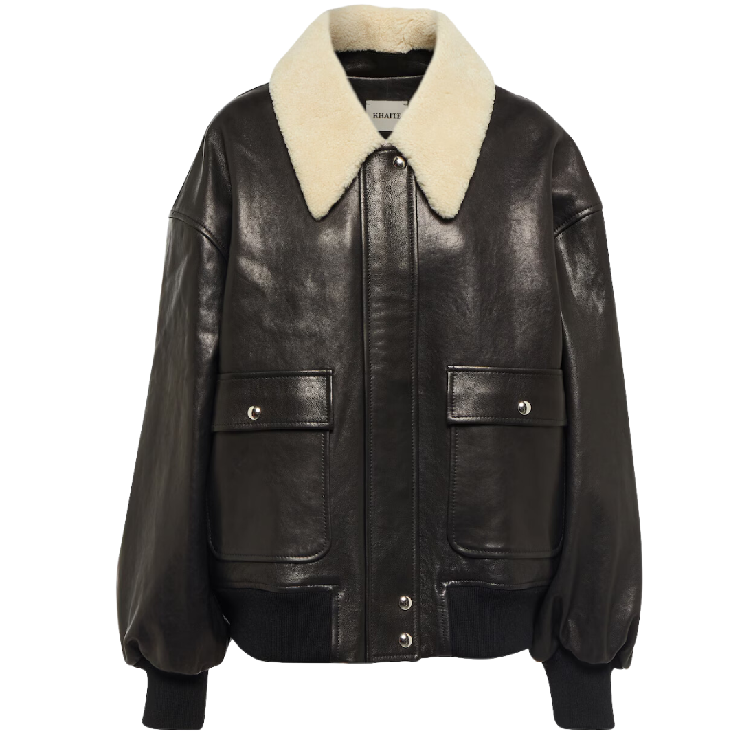Khaite Shellar Shearling-Trimmed Leather Jacket