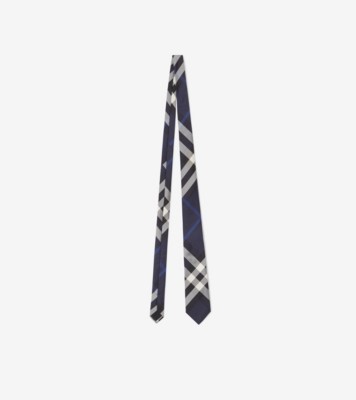 Check Silk Tie in Navy Blue - Men | Burberry® Official