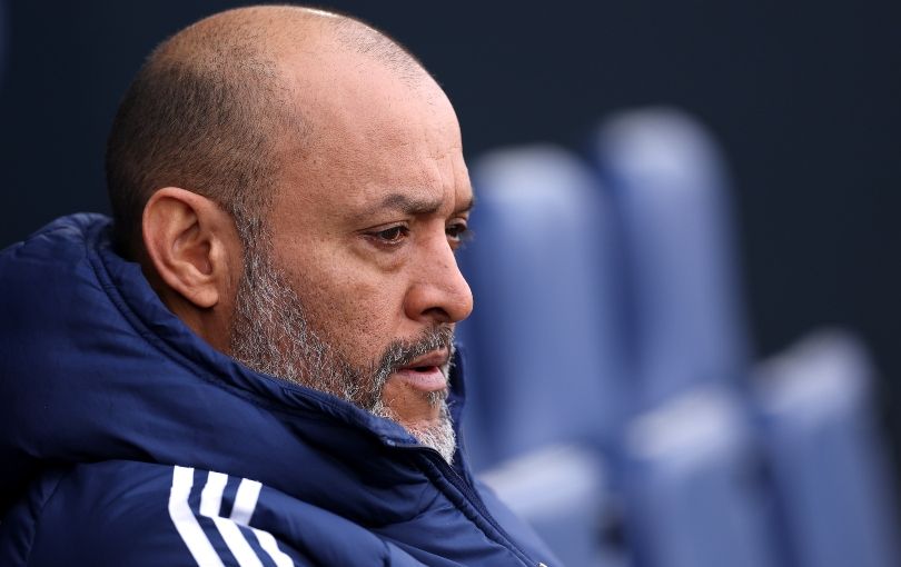 Nottingham Forest manager Nuno Espirito Santo on the bench ahead of a game against Luton Town